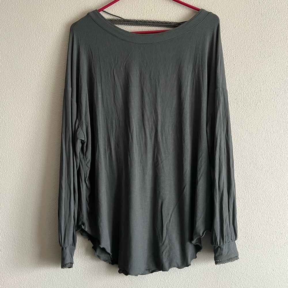 Free People Top Women Extra Small Shimmy Shake Top Army Green Low Open Back XS